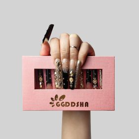 GGDDSHA Nails Handmade Press On Nails Long PinkDesign By Nail Technician, Handmade Painted Nail ArtReusable Stick On Nails In S,M,L 3Sizes,Eclips (Option: M)