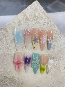 Hand-painted Three-dimensional Carved High Class Elegant Long Hand-worn Armor Hand-made (Option: Long Tip-XS)