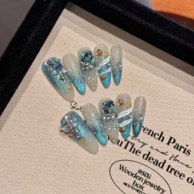 Angel Feather Haze Blue Gray Cat Eye Fairy Shiny Manicure (Option: 2328 Long Pointed Circle-XS)