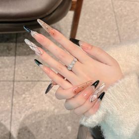 French Black Edge Classic Style Handmade Wearable Manicure (Option: Extra Small XS-2577 Fine Tip)